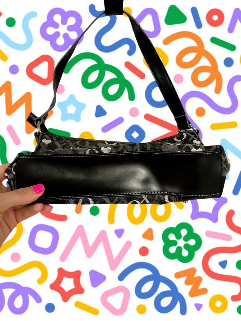 XOXO y2k black and white exes and ohs purse